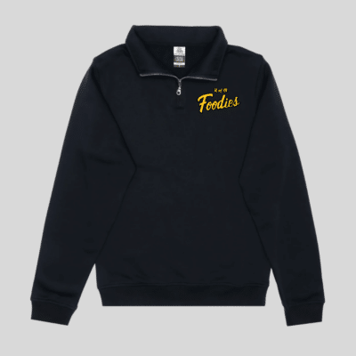 Foodies Embroidered Quarter-Zip Sweater